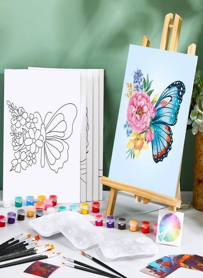 Dinifee 6 Pack Canvas Painting Kit Pre Drawn Afro Queen Cotton Canvas 8 x 10 Inch Stretched Paint and Sip Set for Adults Party Date Night(Butterfly) - Image 4