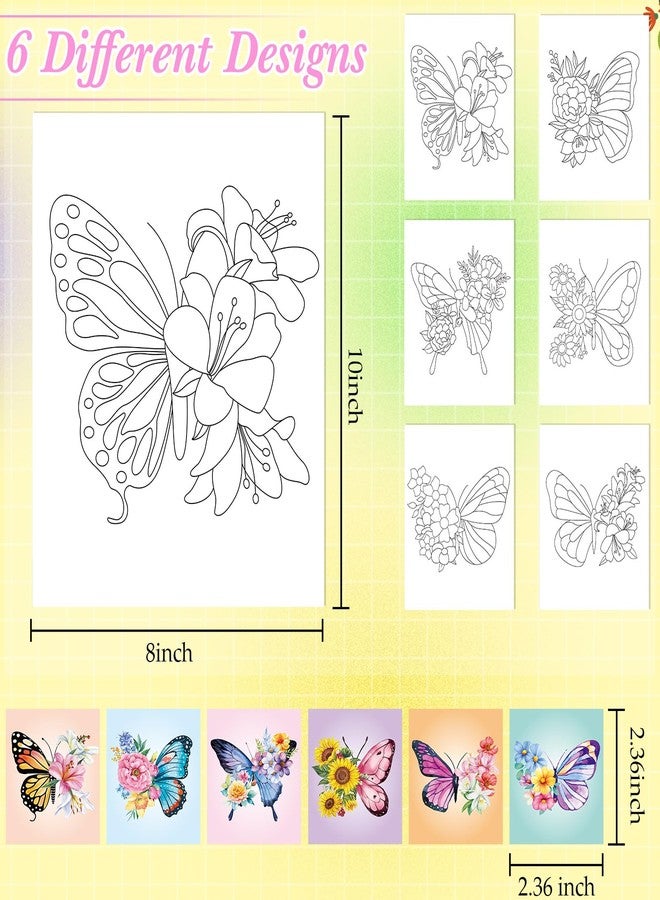 Dinifee 6 Pack Canvas Painting Kit Pre Drawn Afro Queen Cotton Canvas 8 x 10 Inch Stretched Paint and Sip Set for Adults Party Date Night(Butterfly) - Image 3