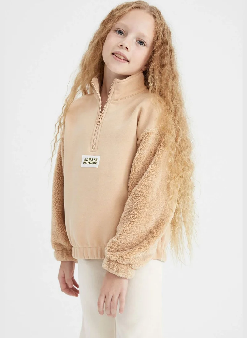 DeFacto Girl Turtle Neck Long Sleeve Knitted Sweatshirt