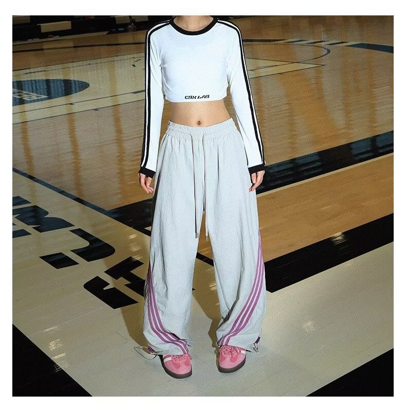 Cross-border European and American Retro Side Striped Sports Pants Y2K Fashion Brand Sweatpants Jogger Casual Pants for Men and Women gray stripe 