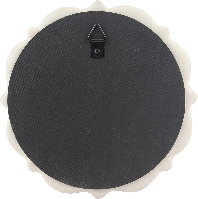 Stonebriar 8" Round Off White Ceramic Accent Wall Mirror with Attached Hanging Loop, Decorative Vintage Decor for the Living Room, Bedroom, Hallway, and Entryway - Image 3