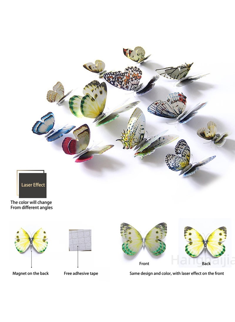 Hanghaijia 12 PCS Colorful Mixed Butterfly Stereo Wall Stickers , Removable DIY Home Nursery Scene Ambience Decoration  - Image 3