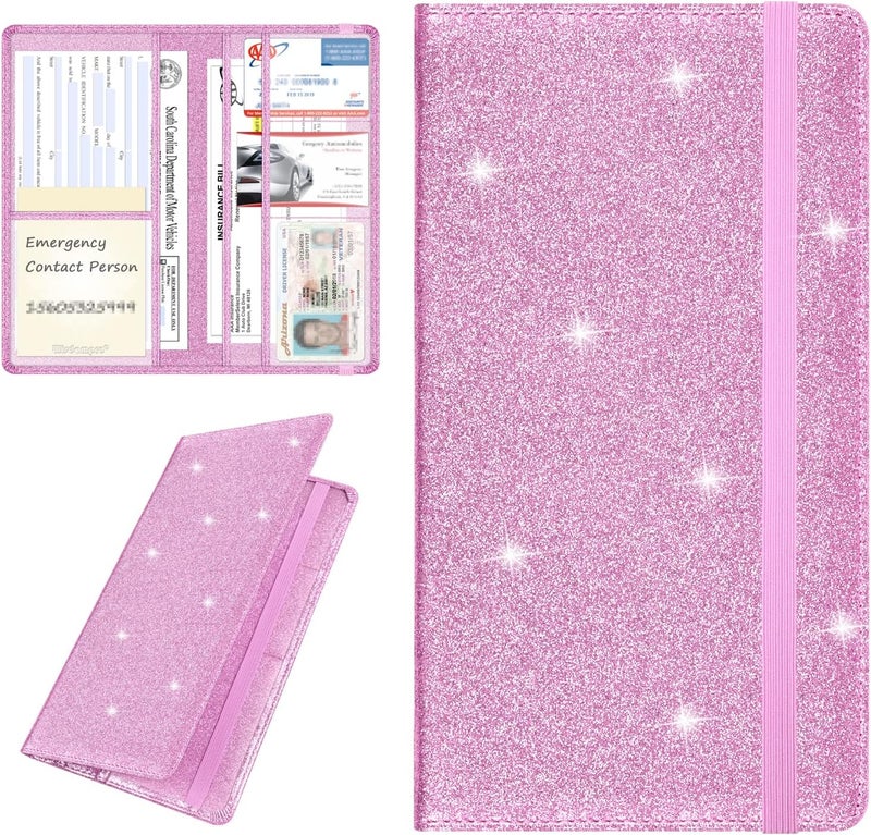 Wisdompro Car Document Holder Organiser, PU Leather Vehicle Insurance and Registration Holders Wallet Case for ID Card, Driving Licence, Key Contact Information Cards - Image 1