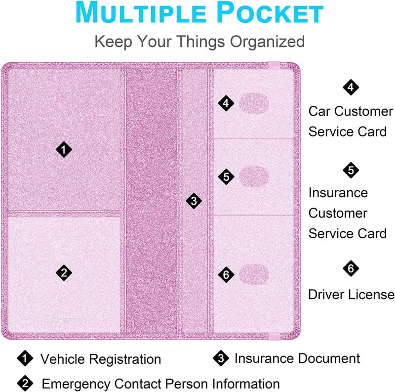 Wisdompro Car Document Holder Organiser, PU Leather Vehicle Insurance and Registration Holders Wallet Case for ID Card, Driving Licence, Key Contact Information Cards - Image 2