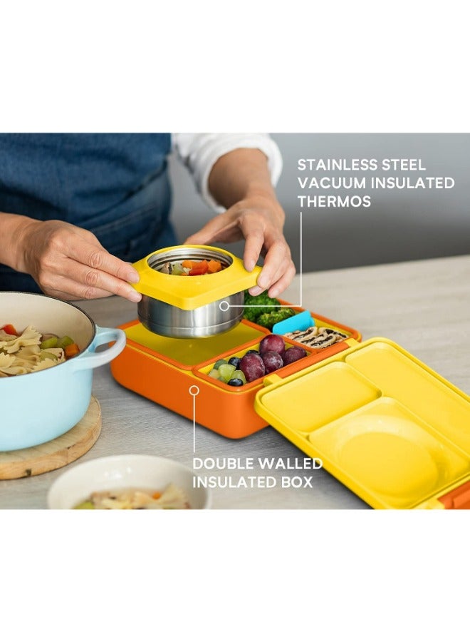 Omie Box Kids Bento Box with Insulated Thermos-Sunshine