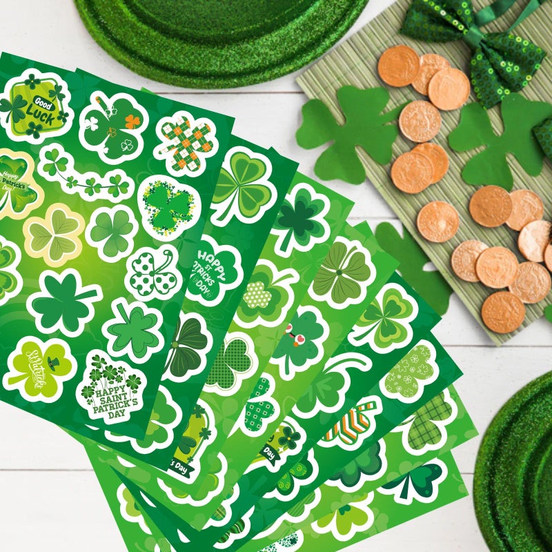 DUJAA 24 Sheets St. Patrick's Day Stickers, Clover Stickers Lucky Shamrock Four Leaf Clover Irish Decor Green Day Stickers for Teens Girls Kids Adults - Image 4
