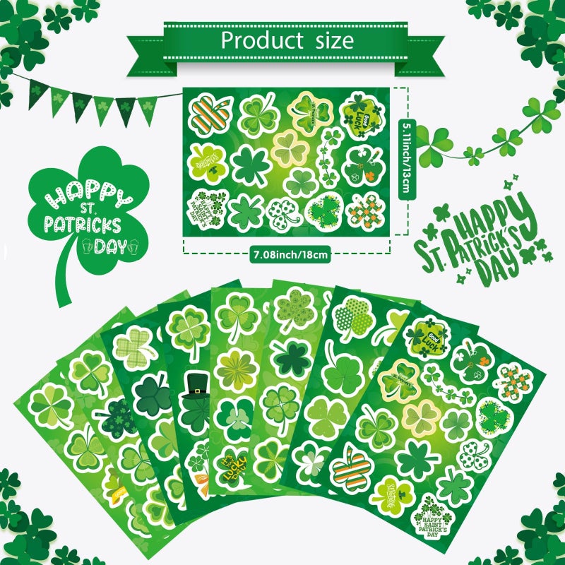 DUJAA 24 Sheets St. Patrick's Day Stickers, Clover Stickers Lucky Shamrock Four Leaf Clover Irish Decor Green Day Stickers for Teens Girls Kids Adults - Image 2