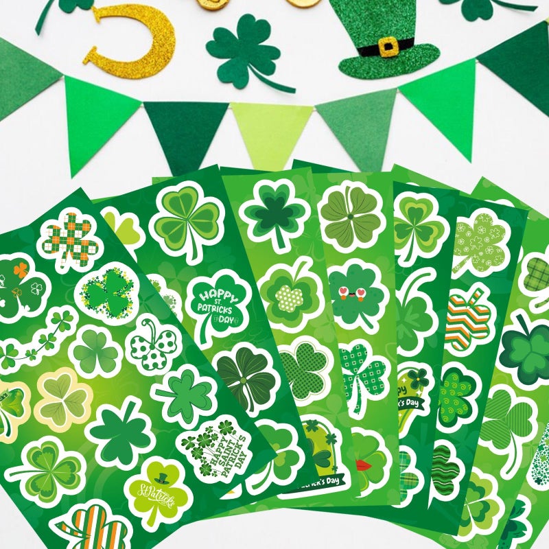 DUJAA 24 Sheets St. Patrick's Day Stickers, Clover Stickers Lucky Shamrock Four Leaf Clover Irish Decor Green Day Stickers for Teens Girls Kids Adults - Image 5