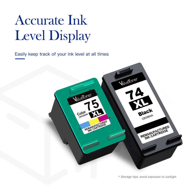 Valuetoner Remanufactured Ink Cartridge Replacement for HP 74XL 75XL Ink Cartridges Combo Pack 74 XL 75 XL for DeskJet D4260 Photosmart C4280 C4300 C4400 C4500 OfficeJet J5788 J6480 Printer - Image 4