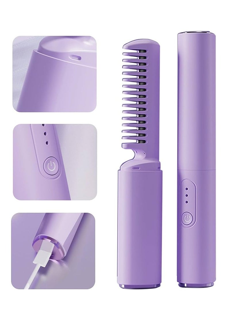 Portable Rechargeable Mini Hair Straightener Comb, Rechargeable Cordless Mini Hair Straightener Comb 3 Levels Temperature Adjust Hair Straightener for Fine, Thick, Curly Hair Types - Image 2