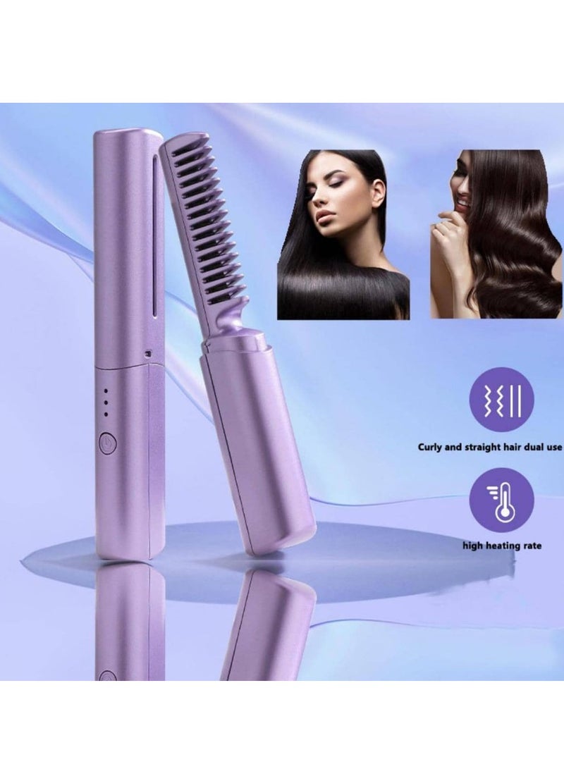 Portable Rechargeable Mini Hair Straightener Comb, Rechargeable Cordless Mini Hair Straightener Comb 3 Levels Temperature Adjust Hair Straightener for Fine, Thick, Curly Hair Types - Image 4