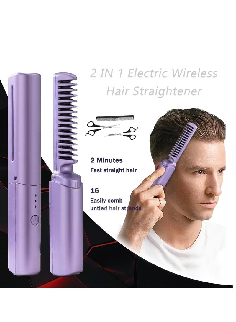 Portable Rechargeable Mini Hair Straightener Comb, Rechargeable Cordless Mini Hair Straightener Comb 3 Levels Temperature Adjust Hair Straightener for Fine, Thick, Curly Hair Types - Image 5