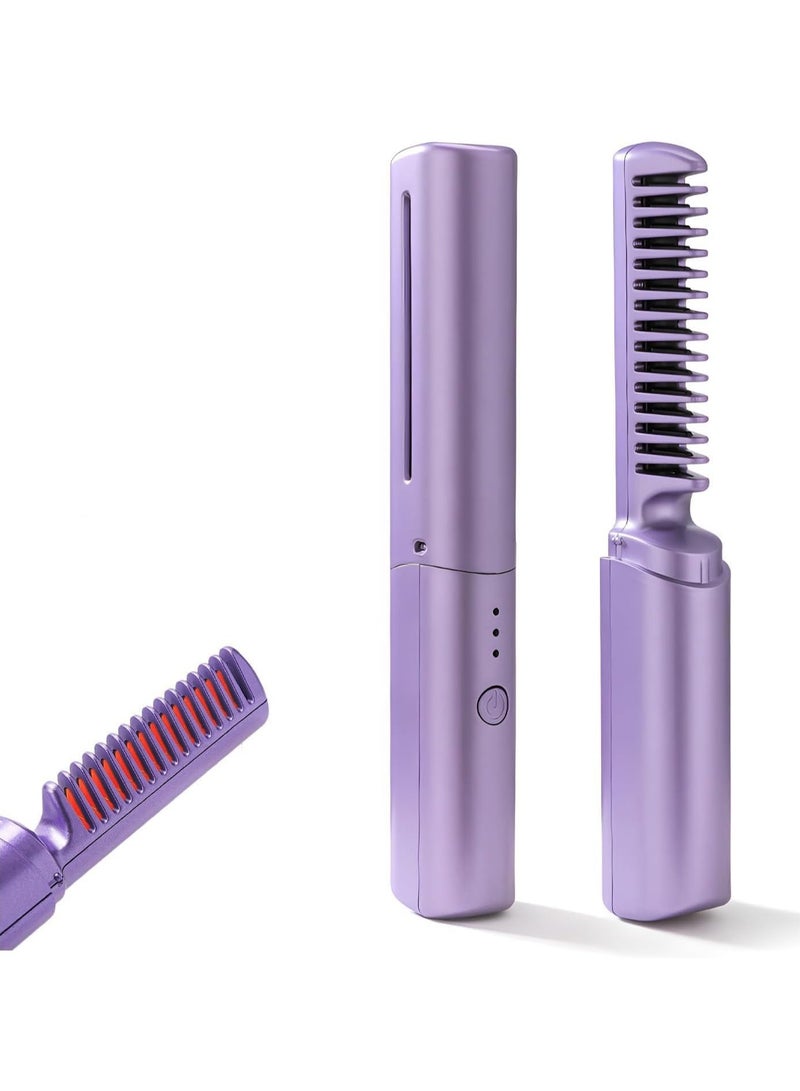 Portable Rechargeable Mini Hair Straightener Comb, Rechargeable Cordless Mini Hair Straightener Comb 3 Levels Temperature Adjust Hair Straightener for Fine, Thick, Curly Hair Types - Image 3