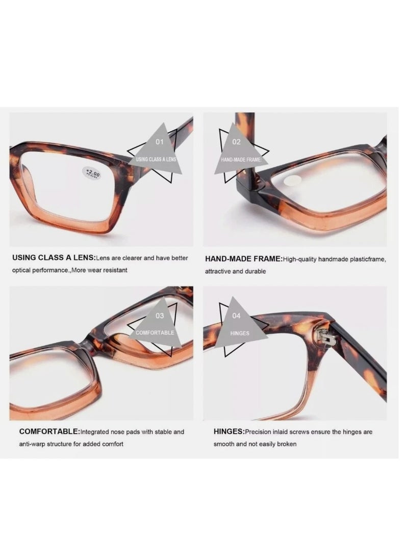 بوما للبصريات +1.00 نظاراه قراءة نسائي، نظارات قراءه طبيه مكبرة لتصحيح ضعف النظر  مع تقدم العمر ،لون الإطار جريء عدسات مضادة للتعب والضوء الأزرق، تصميم خفيف الوزن ،حمايه شاشة كمبيوتر  وحجب الضوء الأزرق ورؤية واضحة للقراءة - Image 5