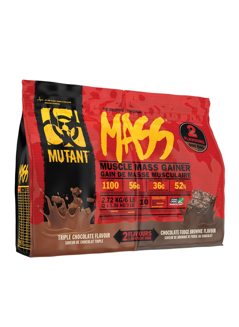 Mutant MASS 2 Flavours in One Bag - Triple Chocolate & Chocolate Fudge 2.72 kg (6lbs)
