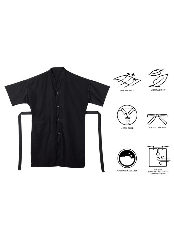 Cricket Preview Microfiber Cover Up Salon Robes For Clients Professional Barbershop Hairdresser Robe For Adults Haircut Hair Color Gown Robe Black  - Image 4