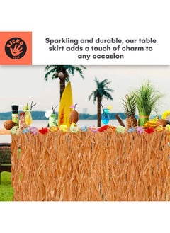Kicko Kicko Luau Hawaiian Grass Table Skirt - 2 Pack - 9 Feet X 29 Inch - Real Hawaiian Island Party Decorations with Hibiscus Flowers  - Image 2