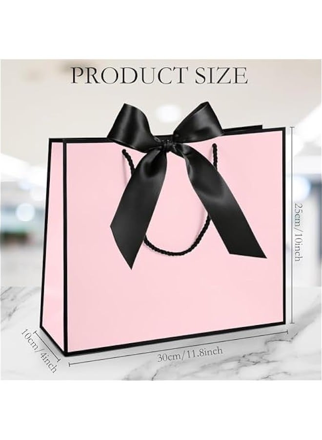 تراسل 12 قطعة أكياس هدايا شكرًا لك مع مقابض 11.8 × 10 × 4 بوصة أكياس ورقية مع أكياس تغليف هدايا بشريط معقود لحفلات الزفاف والتخرج، هدايا عيد ميلاد حفلات أعياد الميلاد، هدايا العروسين - Image 2