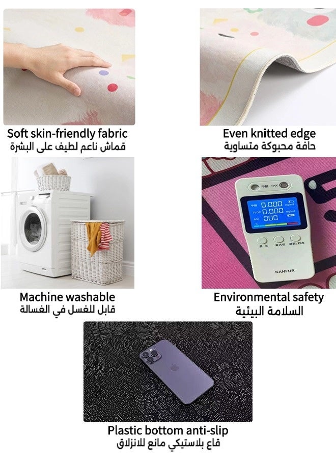 Vixplorn Newborn playmat/children's rug, cute patterned rug for children, non-slip floor mat for children, educational play rug for children's playrooms and bedrooms, fun and educational rug for children (80 x 120 cm) - Image 3