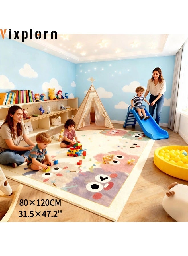 Vixplorn Newborn playmat/children's rug, cute patterned rug for children, non-slip floor mat for children, educational play rug for children's playrooms and bedrooms, fun and educational rug for children (80 x 120 cm) - Image 1