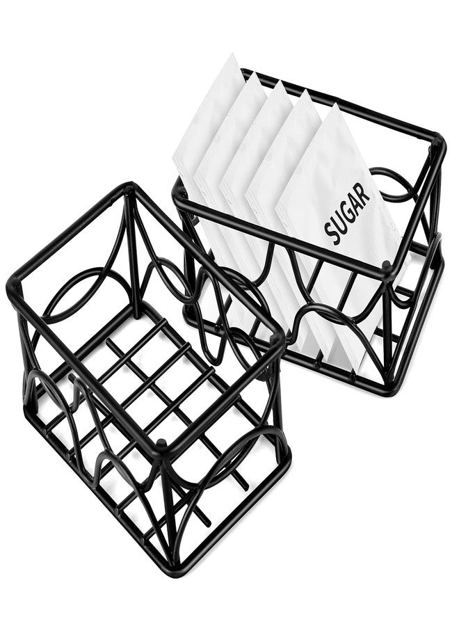 DLUGOPIS 2 Pieces Black Metal Sugar Packet Holder Sugar Caddy Small Sugar Container coffee creamer holder Tea Bag Caddy Holder for Coffee Bar kitchen home (2) - Image 1