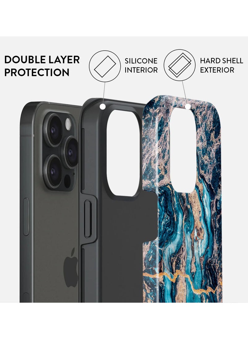 BURGA - iPhone 15 Pro  Case, 2 Piece Hard Shell + TPU Silicone Interior, Shock Absorption, All Port Accessible, Raised Bezel For Screen & Camera Protection, Never Fading HQ Print,Mystic River - Image 1