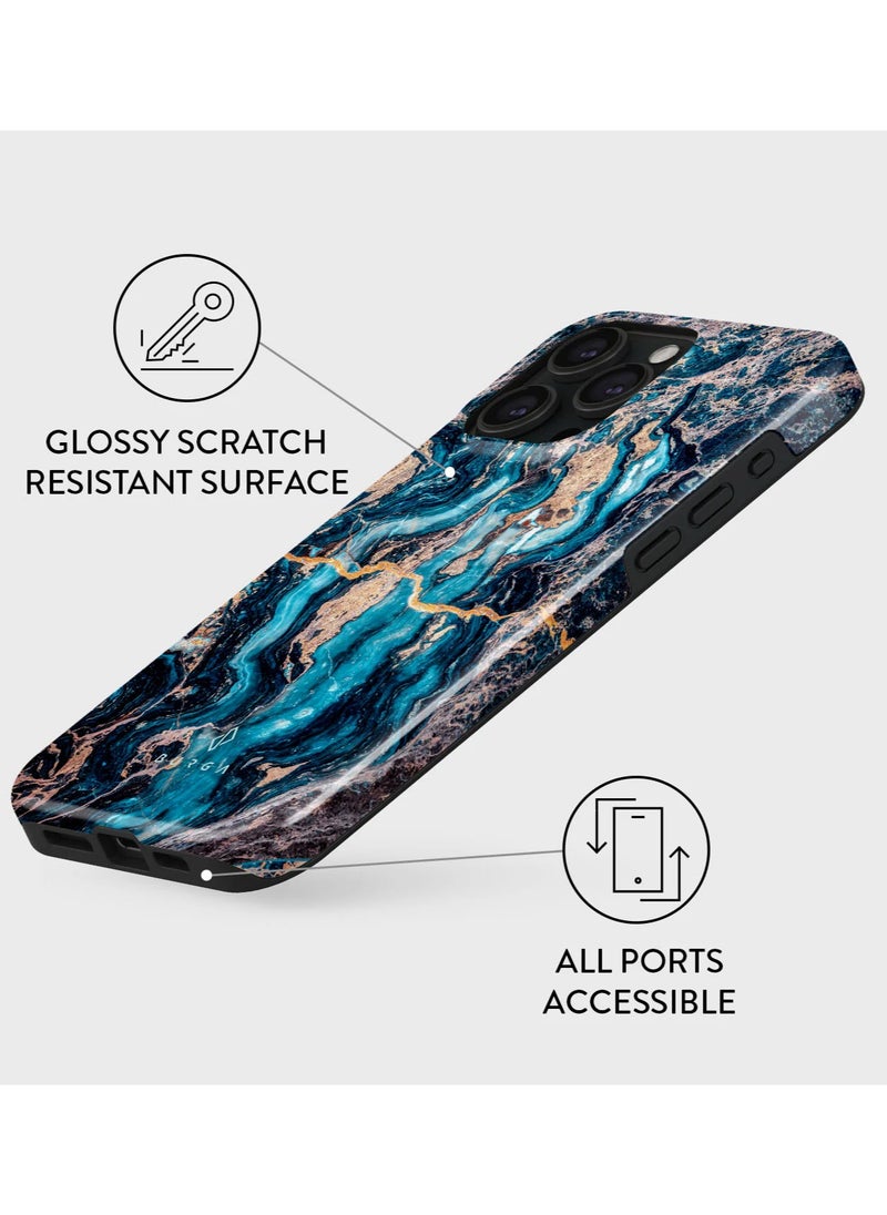 BURGA - iPhone 15 Pro  Case, 2 Piece Hard Shell + TPU Silicone Interior, Shock Absorption, All Port Accessible, Raised Bezel For Screen & Camera Protection, Never Fading HQ Print,Mystic River - Image 1