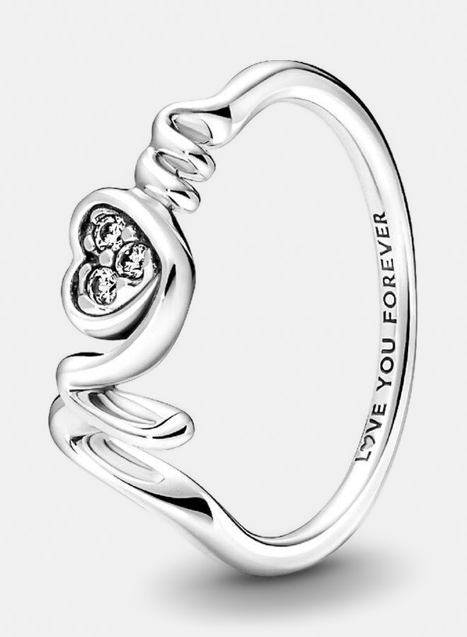 PANDORA Mom Sterling Silver Ring with Clear Cubic Zirconia 