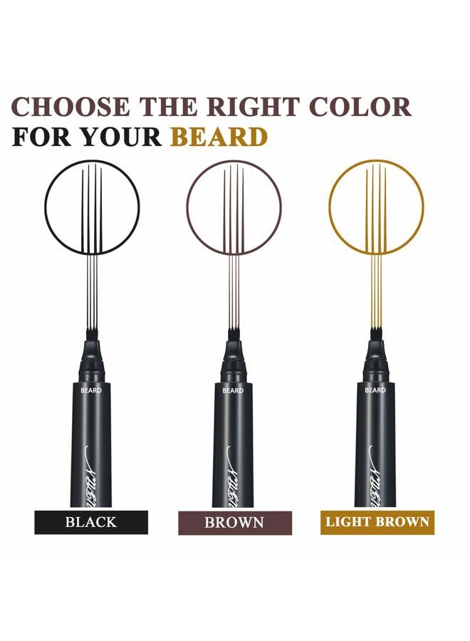 MUFUN Beard Pencil Filler for Men - Sweat Proof, Water Resistance, Long Lasting & Natural Finish barber Pencil, Enhance Facial Hair, Mustache Repair Shape (NORMAL BRUSH, BLACK) - Image 3
