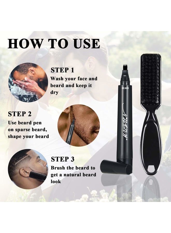 MUFUN Beard Pencil Filler for Men - Sweat Proof, Water Resistance, Long Lasting & Natural Finish barber Pencil, Enhance Facial Hair, Mustache Repair Shape (NORMAL BRUSH, BLACK) - Image 4