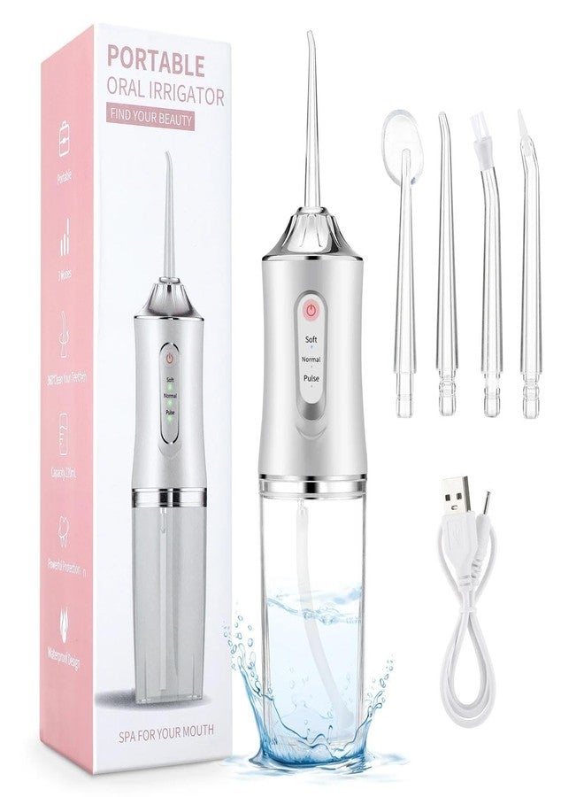 HIRTI Water Flosser Portable Oral Irrigator with 3 Modes, 4 Jet Tips, Cordless Rechargeable with 220ml Detachable Water Tank, IPX7 Waterproof (Multicolor-White, Green, Pink) - Image 1