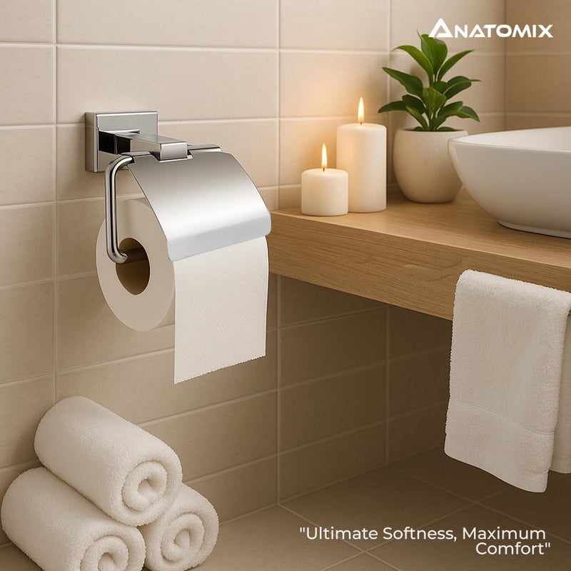 ANATOMIX Toilet Paper Roll Holder, Stainless Steel, Chrome Finish, Bathroom Accessories - Image 5