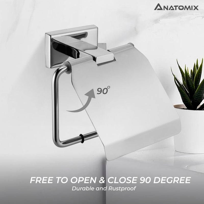 ANATOMIX Toilet Paper Roll Holder, Stainless Steel, Chrome Finish, Bathroom Accessories - Image 4