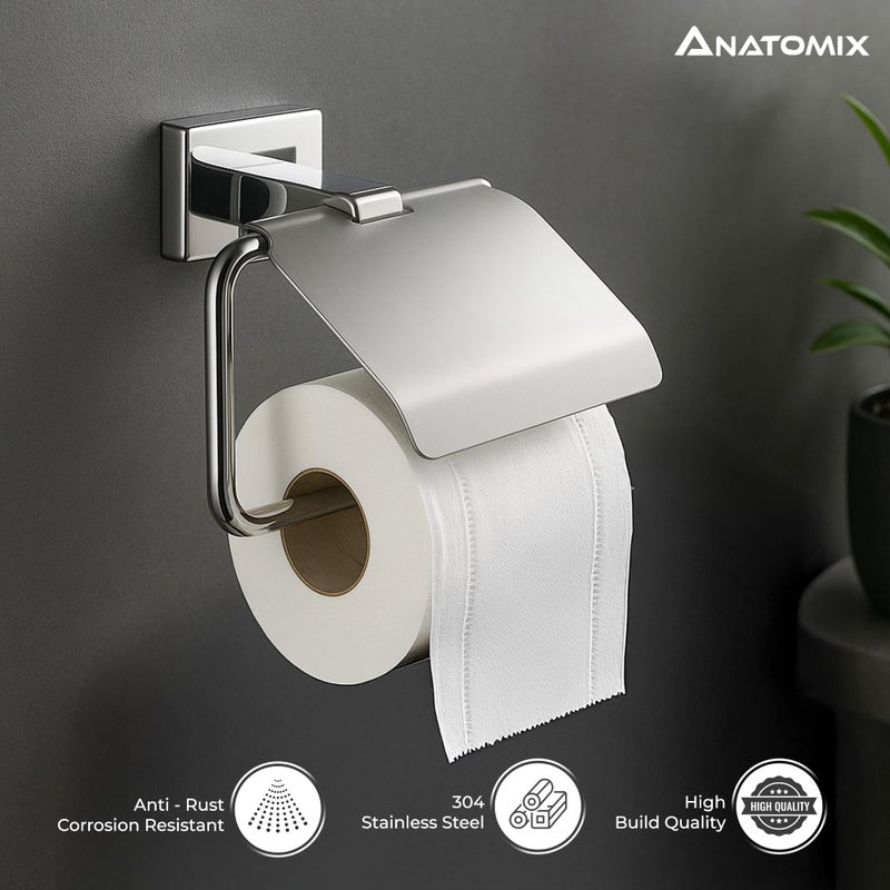 ANATOMIX Toilet Paper Roll Holder, Stainless Steel, Chrome Finish, Bathroom Accessories - Image 3