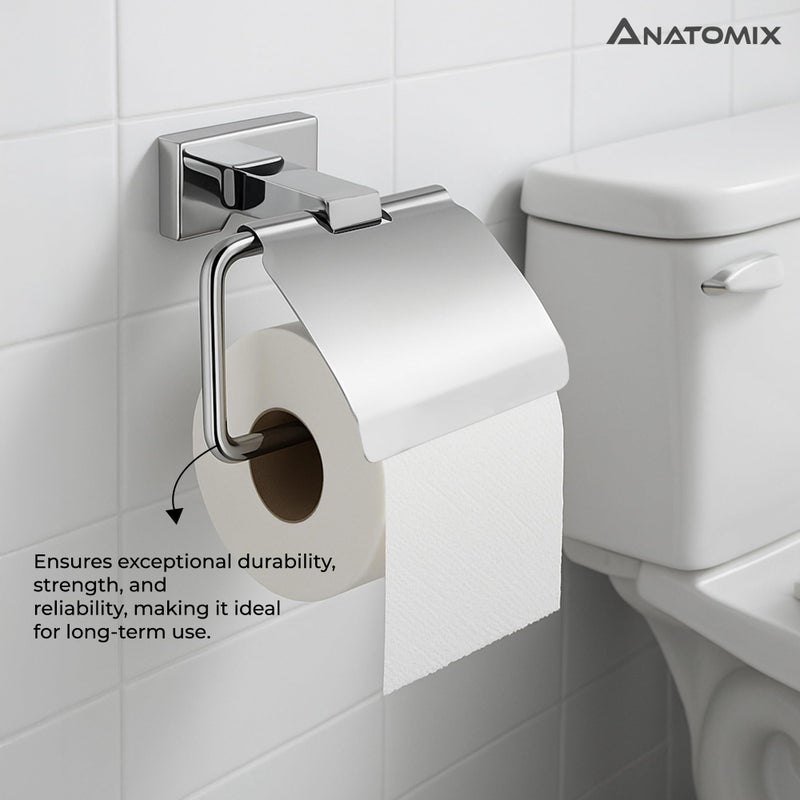 ANATOMIX Toilet Paper Roll Holder, Stainless Steel, Chrome Finish, Bathroom Accessories - Image 2