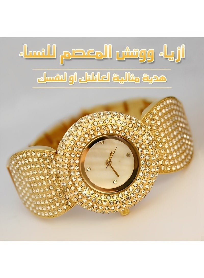 REOCLE Women's Diamond Watch Luxury Bling Classic Watch Rhinestone Watches with Imported Movement & Shell-shaped Diamond-set Strap & Everyday Water Resistance - Image 2