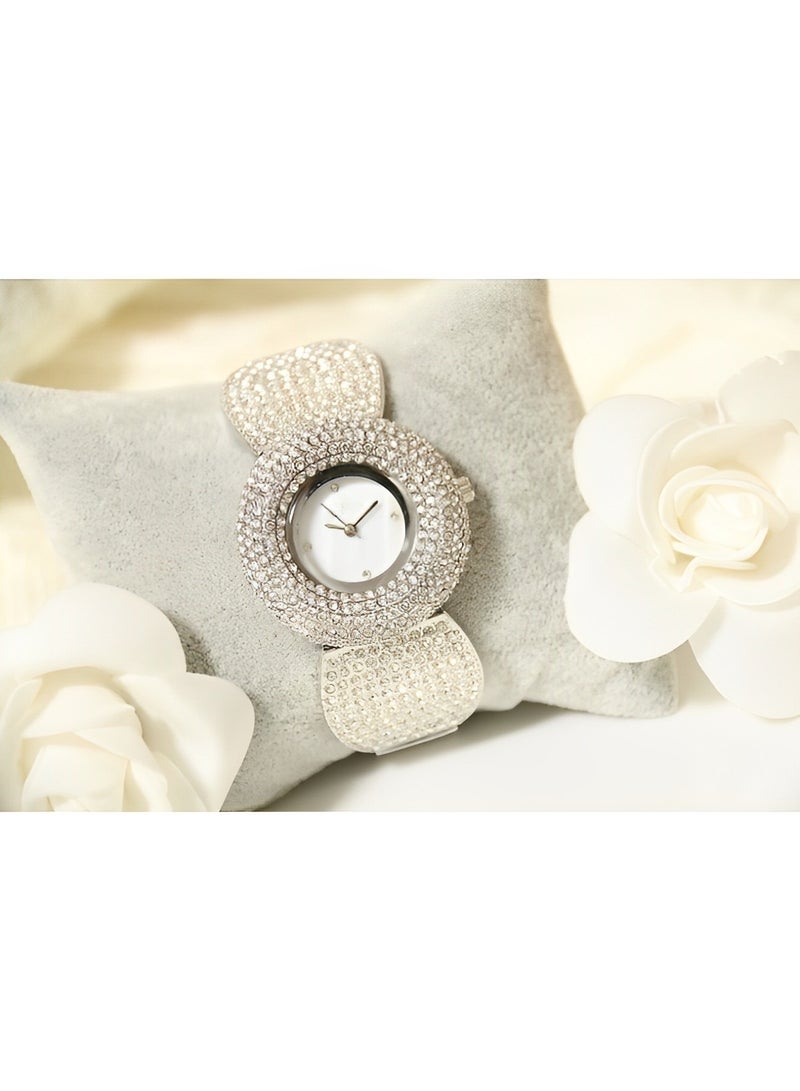 REOCLE Women's Diamond Watch Luxury Bling Classic Watch Rhinestone Watches with Imported Movement & Shell-shaped Diamond-set Strap & Everyday Water Resistance - Image 4