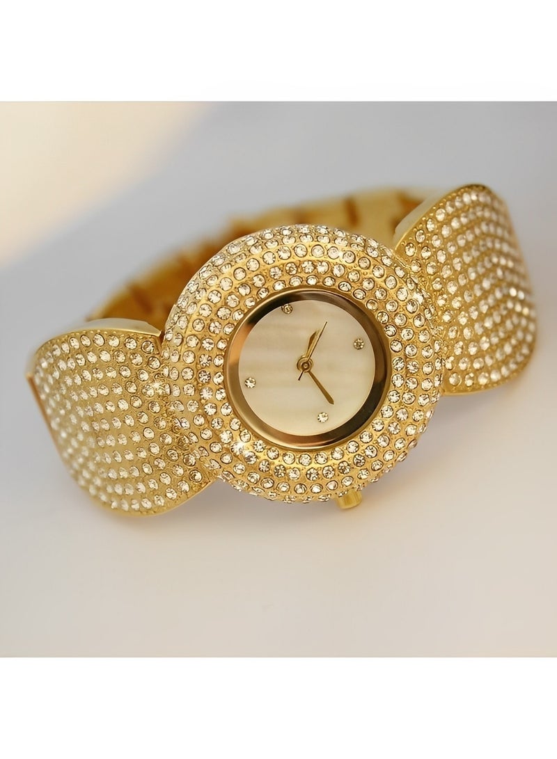 REOCLE Women's Diamond Watch Luxury Bling Classic Watch Rhinestone Watches with Imported Movement & Shell-shaped Diamond-set Strap & Everyday Water Resistance - Image 3