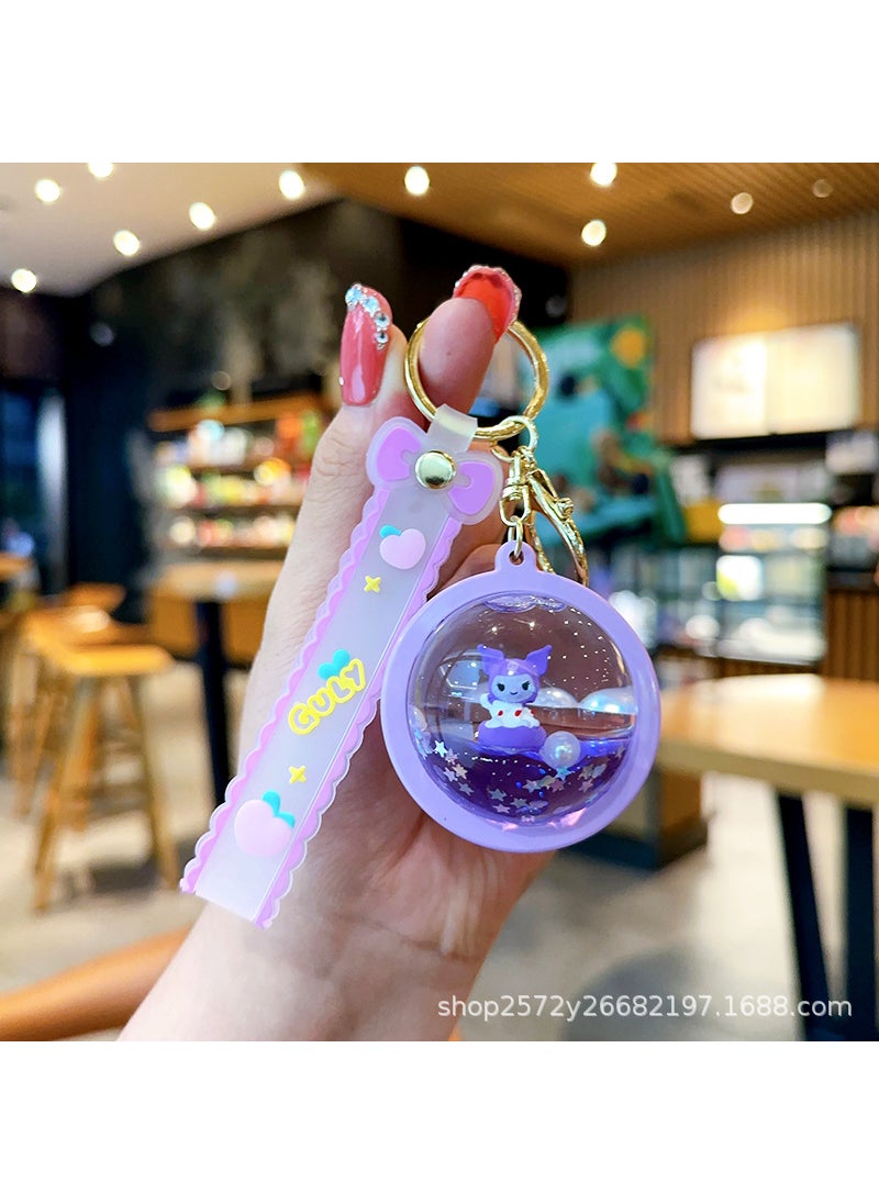 Generic Factory Wholesale Glowing Keychain Night Light Flashy TikTok Popular Three Lily Doll Grabbing Machine Pendant Chain Childrens G Purple coolomi/soft rope 