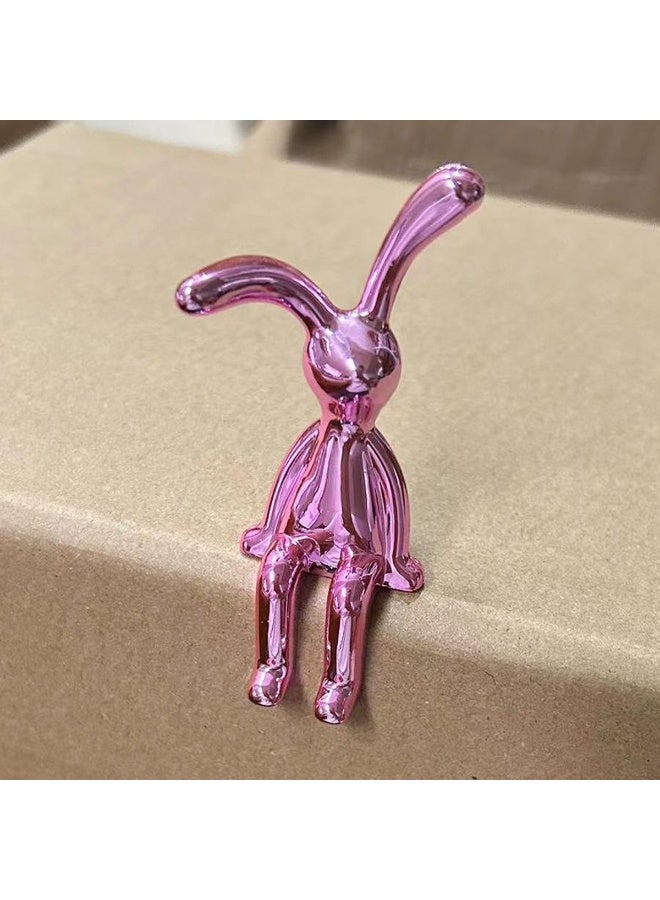 Decorative Rabbit Figurine Combo Set Gold Sitting Bunny and Pink Hanging Leg Bunny Car Dashboard Decor Automotive Interior Ornament Shelf Edge Tabletop Home Office Desk Resin Metallic Finish Mini Showpiece Gift Item - Image 4