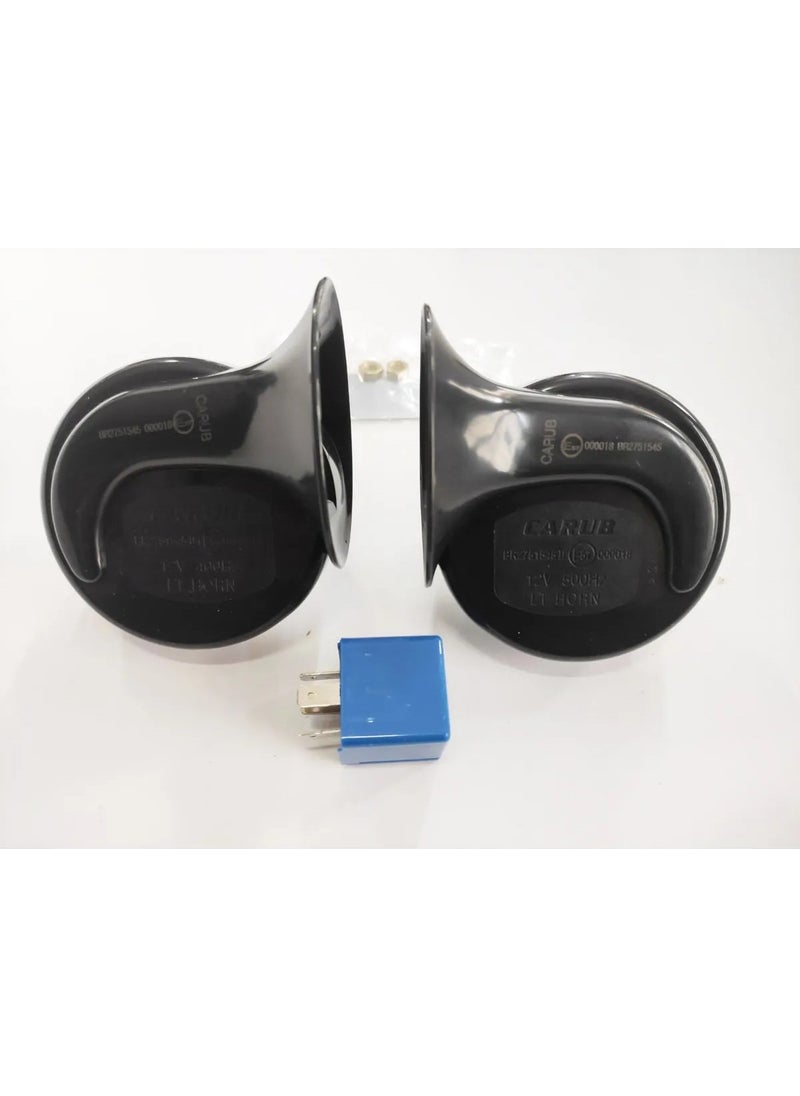 Carup 12V Dadat Horn 2 Li Super Emark Certificated + Vibrating Vibrating Counter Relay  - Image 1