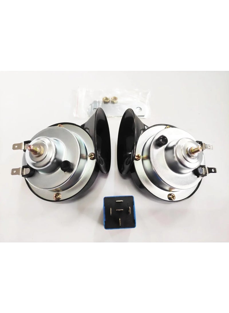 Carup 12V Dadat Horn 2 Li Super Emark Certificated + Vibrating Vibrating Counter Relay  - Image 2