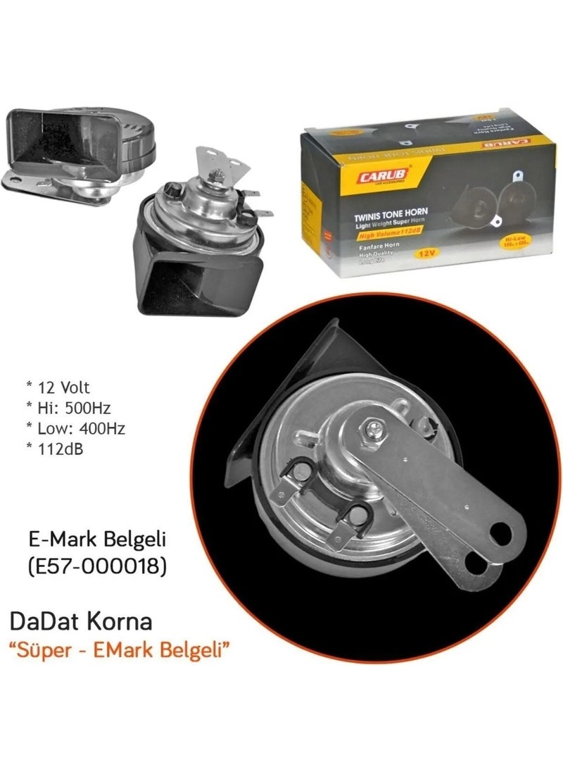 Carup 12V Dadat Horn 2 Li Super Emark Certificated + Vibrating Vibrating Counter Relay  - Image 3