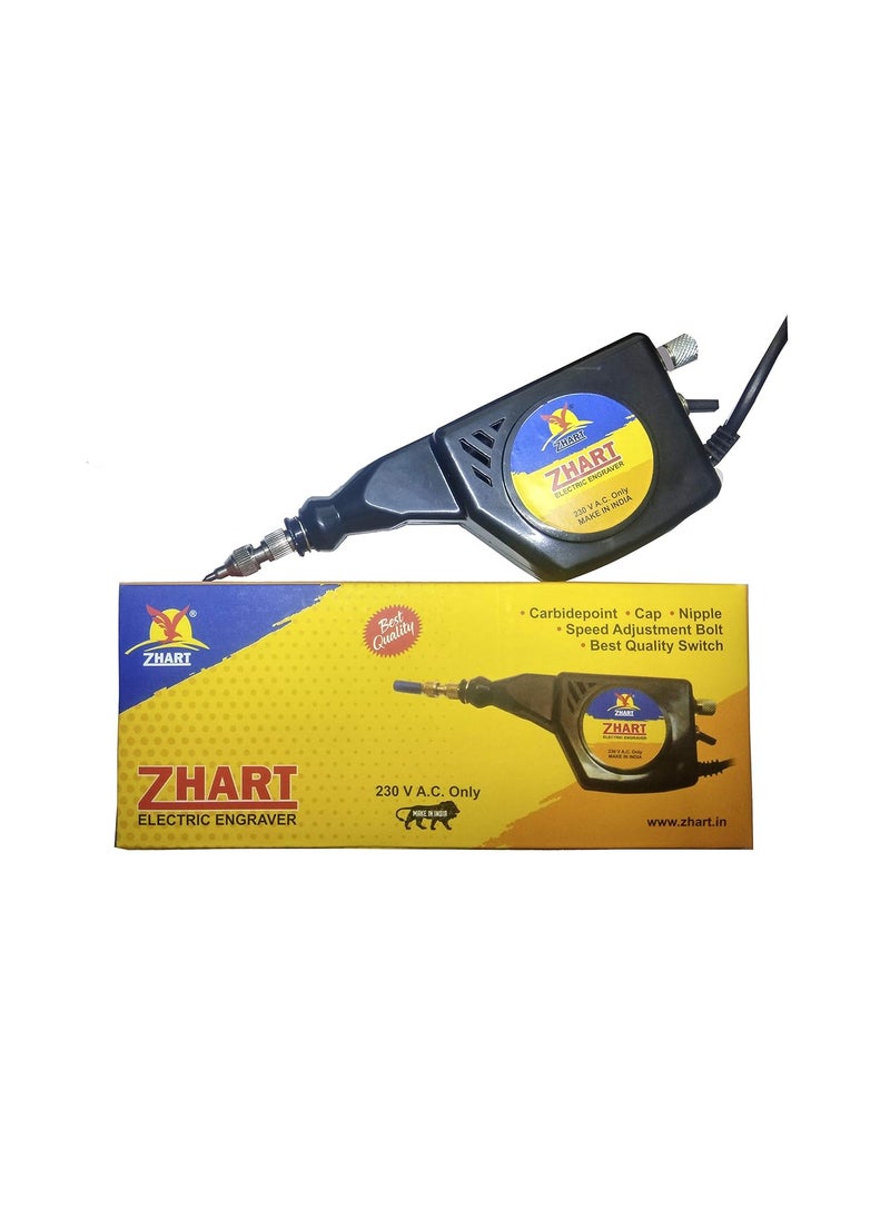 zhart zhart Handy Electric Engraving Machine with Carbide Point Engraver Useful to Engrave and itching on Jewellery Metal Glass Wood Plastic Glass Leather Made in India Black  - Image 3