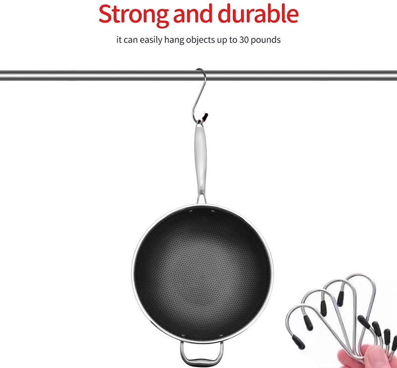 Mockery Mockery Stainless Steel S Hook for Hanging Heavy Duty S Shape Anti Rust Hangers Hooks for Hanging Pot and Pan S Hook for Kitchen Wardrobe Work Shop Bathroom Garden Office Pack of 4  - Image 5