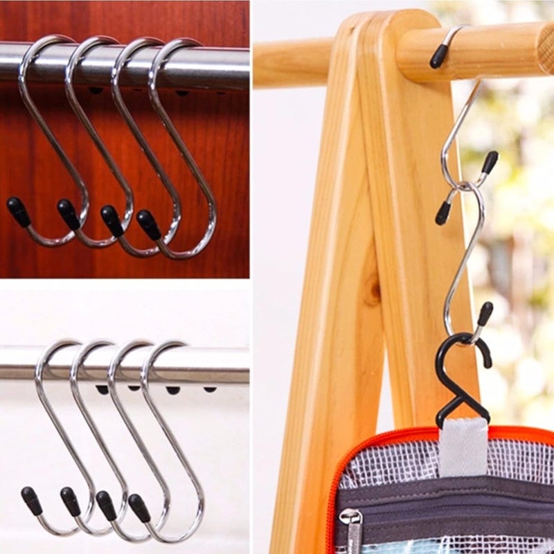 Mockery Mockery Stainless Steel S Hook for Hanging Heavy Duty S Shape Anti Rust Hangers Hooks for Hanging Pot and Pan S Hook for Kitchen Wardrobe Work Shop Bathroom Garden Office Pack of 4  - Image 2