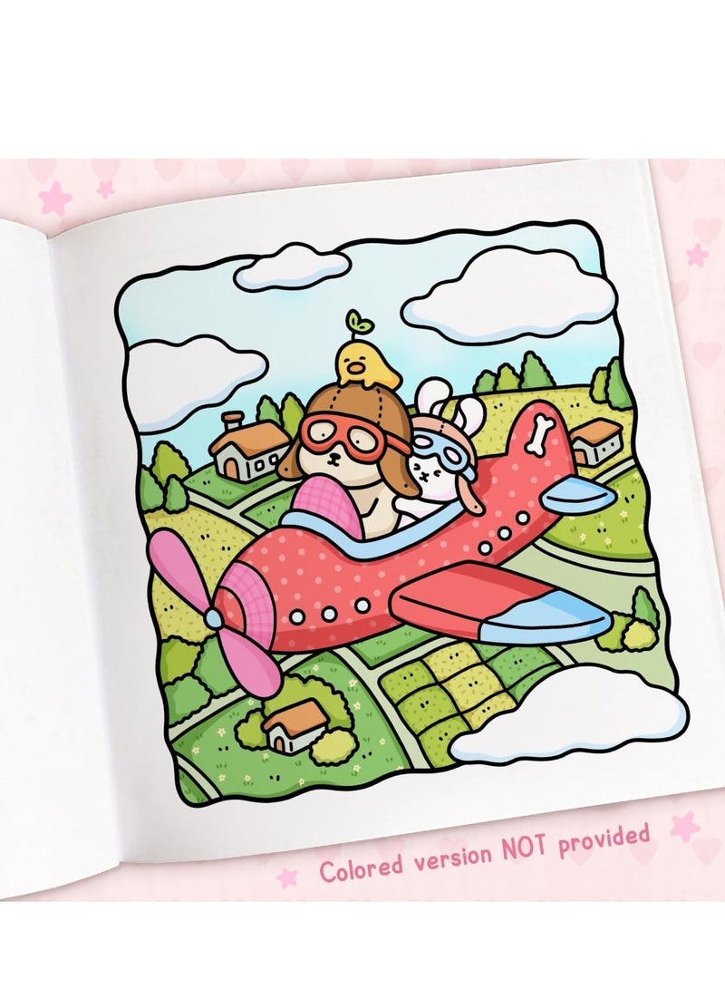 عام كوزي كيوتيز: كتاب تلوين مريح للبالغين والأطفال والمراهقين | تصاميم لطيفة لمساحات مريحة للعلاج بالفن وتخفيف التوتر | نشاط عائلي - Image 3