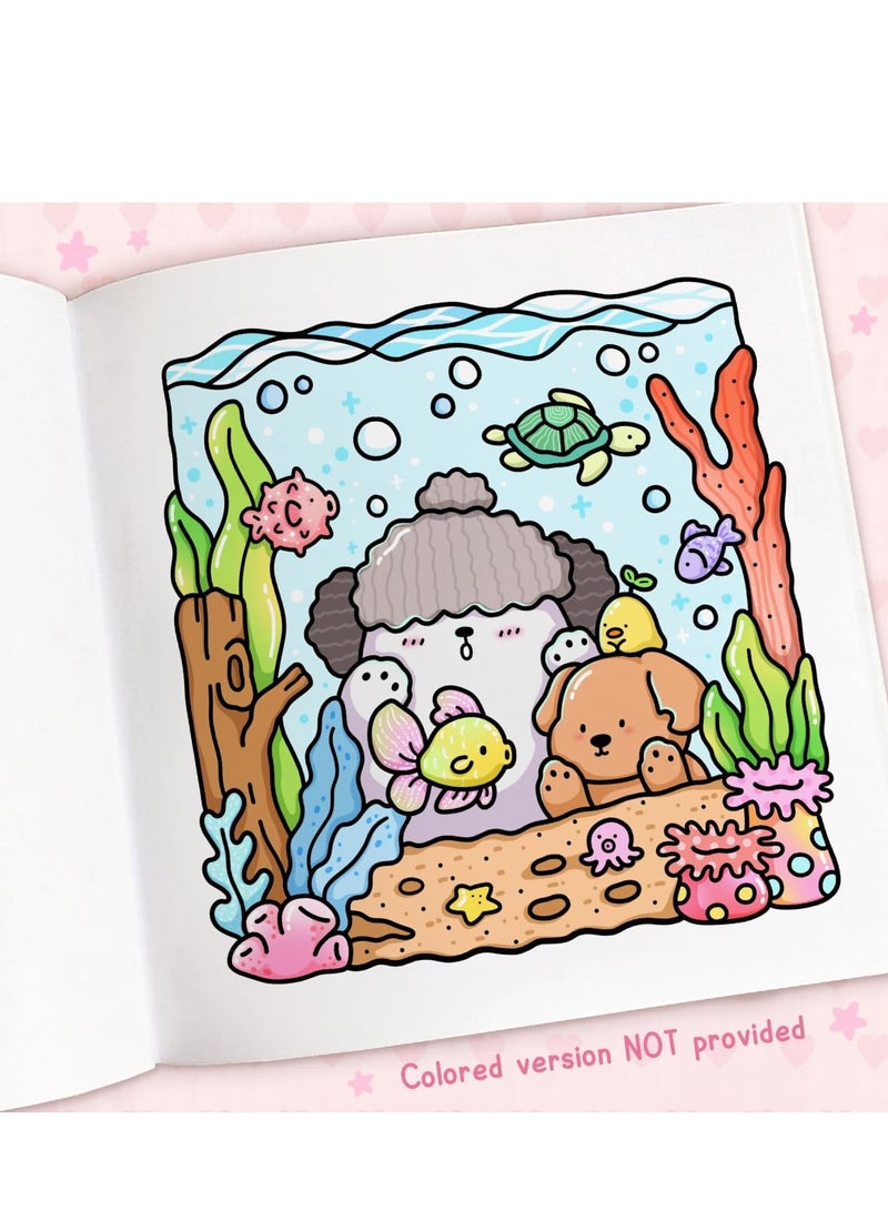 عام كوزي كيوتيز: كتاب تلوين مريح للبالغين والأطفال والمراهقين | تصاميم لطيفة لمساحات مريحة للعلاج بالفن وتخفيف التوتر | نشاط عائلي - Image 2