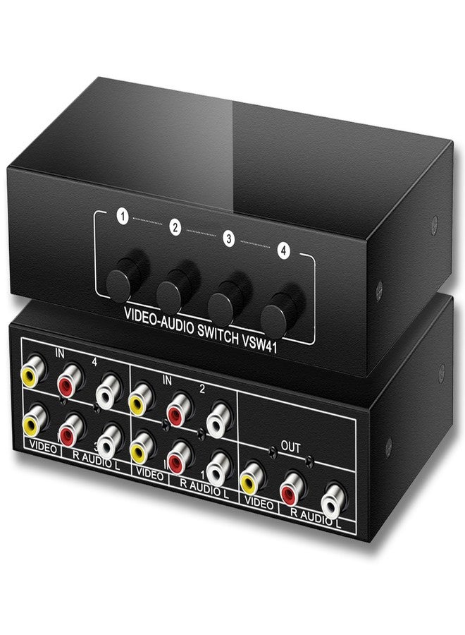 FlyroadUp RCA AV Switch 4 in 1 Out Composite Video Switcher L/R Audio Selector Box - Image 1
