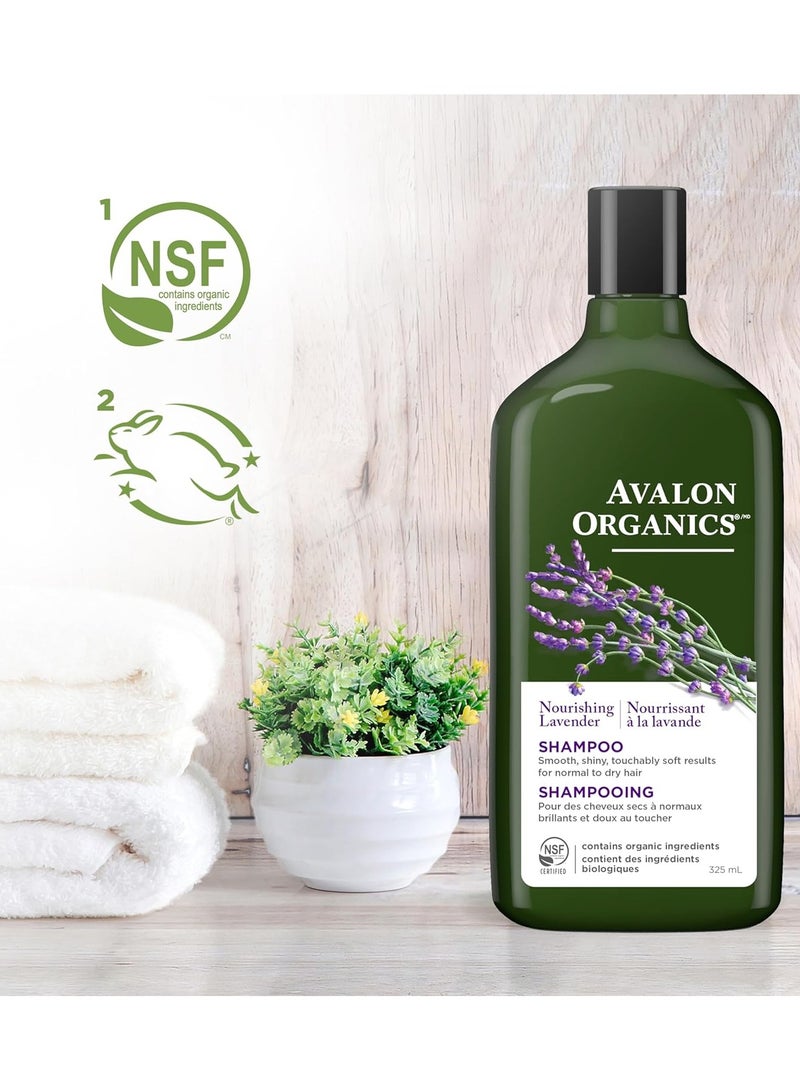 Avalon Organics Lavender Refreshing Shampoo for Soft, Shiny, and Smooth Hair for Normal to Dry Hair, 11 fl oz (325 ml) - Image 2